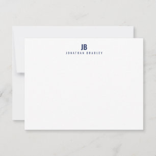 Carte De Correspondance Bleu marine simple monogramme moderne professionne