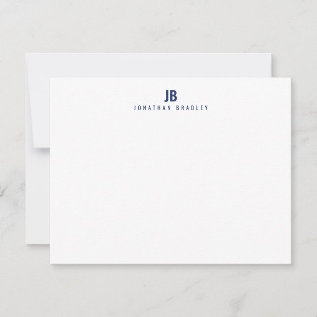 Carte De Correspondance Bleu marine simple monogramme moderne professionne (Devant)