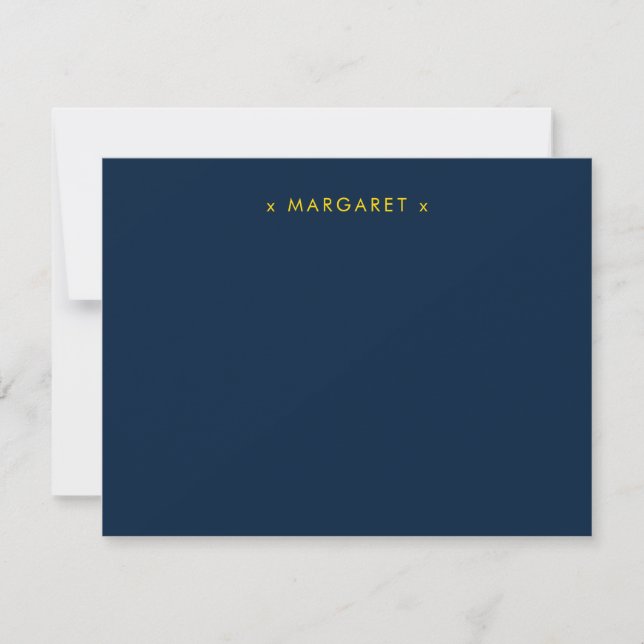Carte De Correspondance Bleu Marine Uni Simple Moderne Merci (Devant)