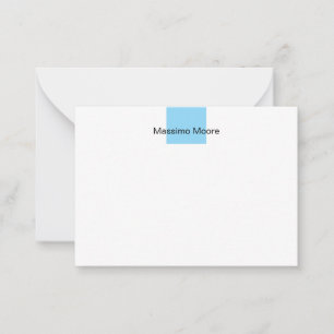 Carte De Correspondance Bleu Noir Blanc Simple Élégant Nom Propre