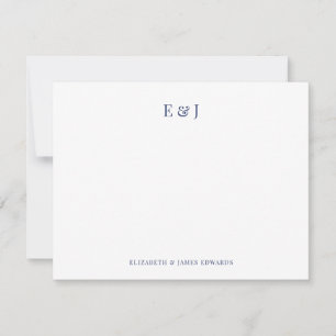 Carte De Correspondance Bleu Nuit Classique Élégant Initiales Couple