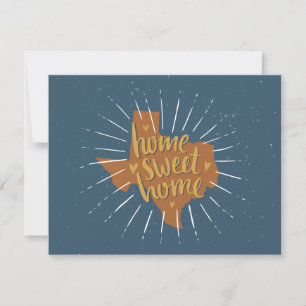 Carte De Correspondance Bleu Orange Gold Home Sweet Home - Texas