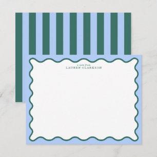 Carte de correspondance bleu pervenche et sarcelle
