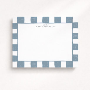 Carte de correspondance bleu poussiéreux à carreau