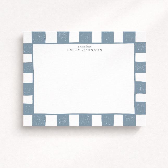 Carte de correspondance bleu poussiéreux à carreau (Créateur téléchargé)