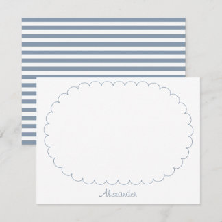 Carte De Correspondance Bleu Poussiéreux Nom Personnalisé Écriture Rayures