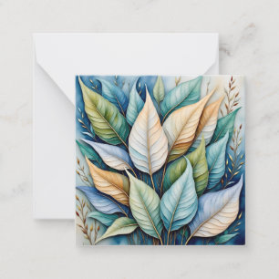 Carte De Correspondance Bleu Vert or Latte Feuille