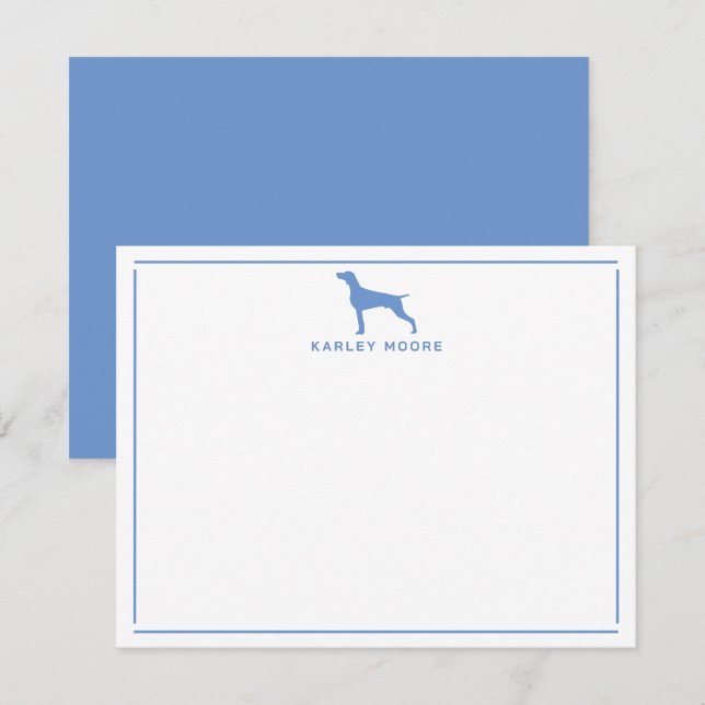 Carte De Correspondance Bleu Weimaraner Chien moderne de la frontière (Devant / Derrière)