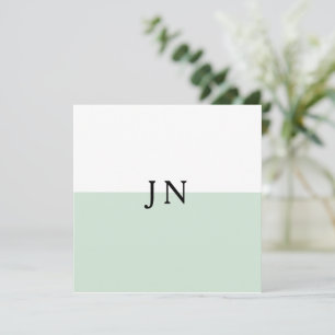 Carte De Correspondance Bloc de couleur blanc et vert pastel joli monogram
