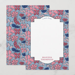 Carte De Correspondance Bloc floral rose et bleu Imprimer Garçon Anniversa