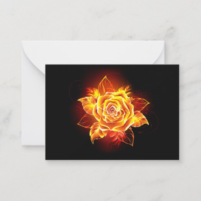 Carte De Correspondance Blooming Fire Rose (Devant)