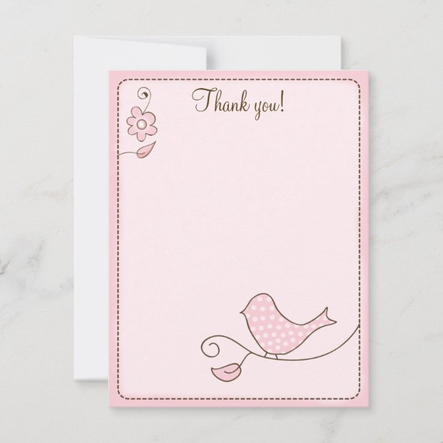 Carte De Correspondance Blossom Pink Bird 4x5 Flat Merci note (Devant)