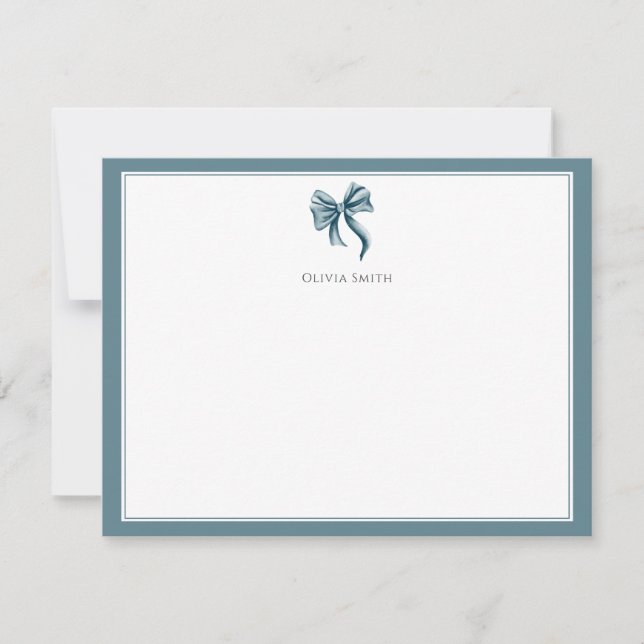 Carte De Correspondance Blue Bow Coquette Personalized (Devant)