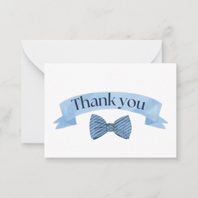 Carte De Correspondance Blue Bow Tie Thank You Card (Devant)