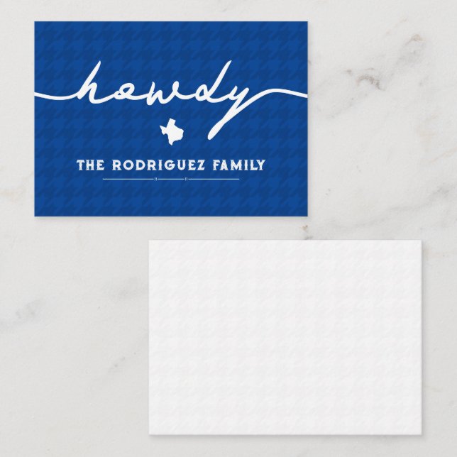 Carte De Correspondance Blue Howdy Houndstooth Texas (Devant / Derrière)