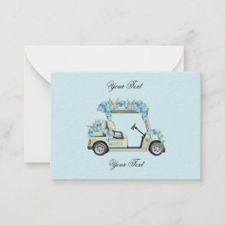 Carte De Correspondance Blue Hydrangea Golf Cart Floral Wedding Enclosure 