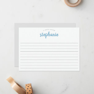 Carte De Correspondance Blue Lake Playful Script, Grand format plat ligné