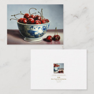 Carte De Correspondance Blue Porcelain & Cherries