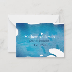 Carte De Correspondance Blue rustique aquarelle jeans texture ajouter le n