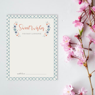 Carte De Correspondance Blue Sweet Floral Wishes For Baby Shower Card 