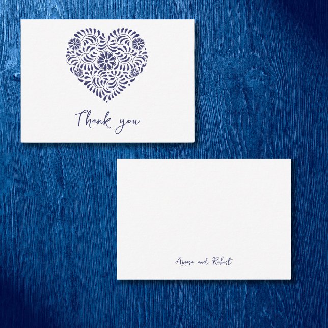 Carte De Correspondance Blue Talavera coeur merci (Créateur téléchargé)