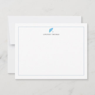 Carte De Correspondance Blue Umbrella Border Personalized Stationery