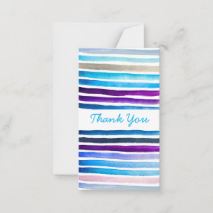 Carte De Correspondance Blue watercolor stripes painted