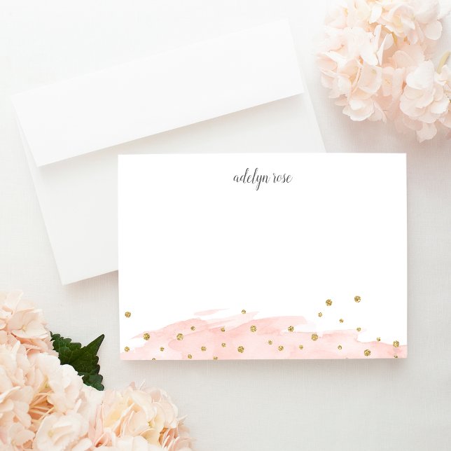 Carte De Correspondance Blush | Confetti Pop Personalized Stationery Flat (Créateur téléchargé)