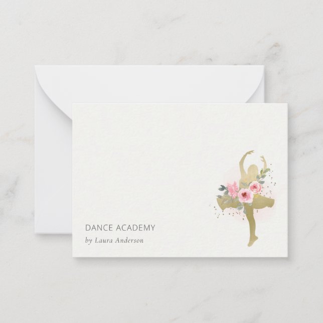 Carte De Correspondance Blush Gold Floral Girl Dance Academy Logo (Devant)