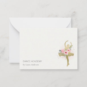 Carte De Correspondance Blush Gold Floral Girl Dance Academy Logo
