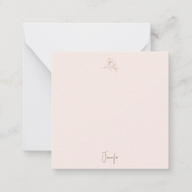Carte De Correspondance Blush Personnalisé Gold Floral Line Art (Devant)