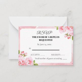Carte De Correspondance Blush Pink Floral Wedding RSVP Card