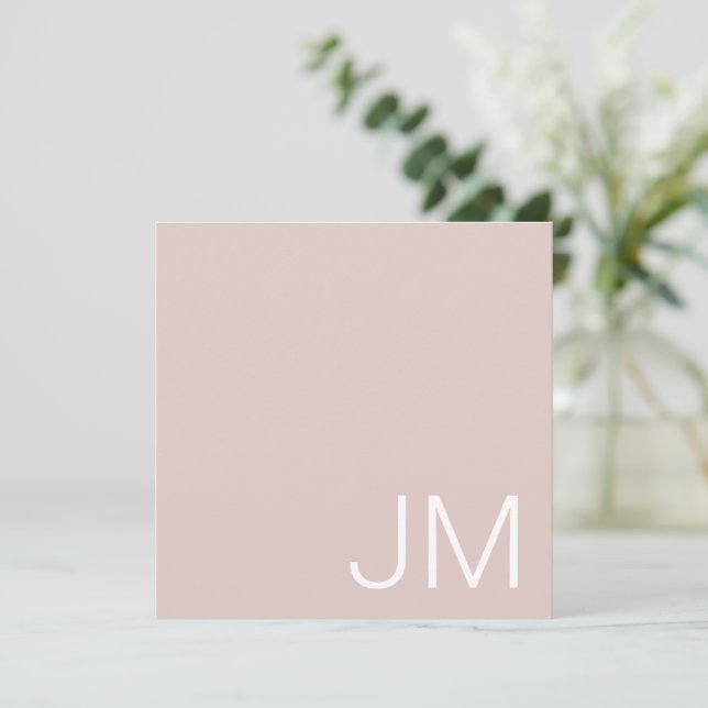 Carte De Correspondance Blush Rose Chic Initiales Monogrammées de Grande T (Debout devant)