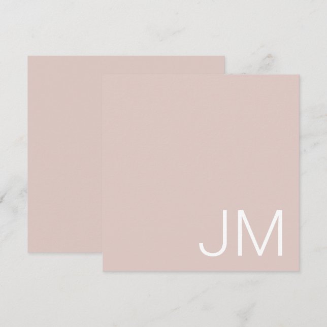 Carte De Correspondance Blush Rose Chic Monogramme Initiales Géantes (Devant / Derrière)