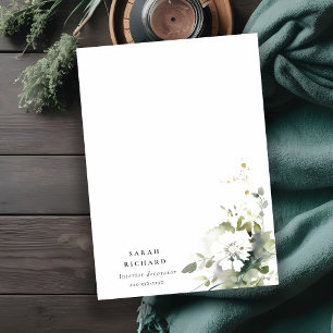 Carte De Correspondance Boho Abstrait vert blanc floral