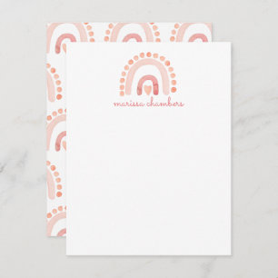 Carte De Correspondance Boho Aquarelle rose arc-en-ciel fille