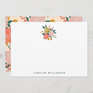 Carte De Correspondance Boho Blush Jaune Fleurs Botaniques Personnalisées 