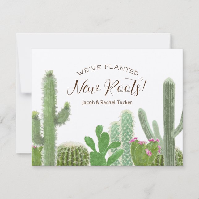 Carte De Correspondance Boho Cactus Aquarelle Nouvelles Racines Kraft Movi (Devant)