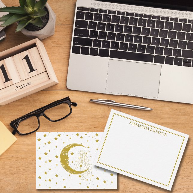 Carte De Correspondance Boho Celestial Woman Moon Stars Astronomy Custom (Créateur téléchargé)