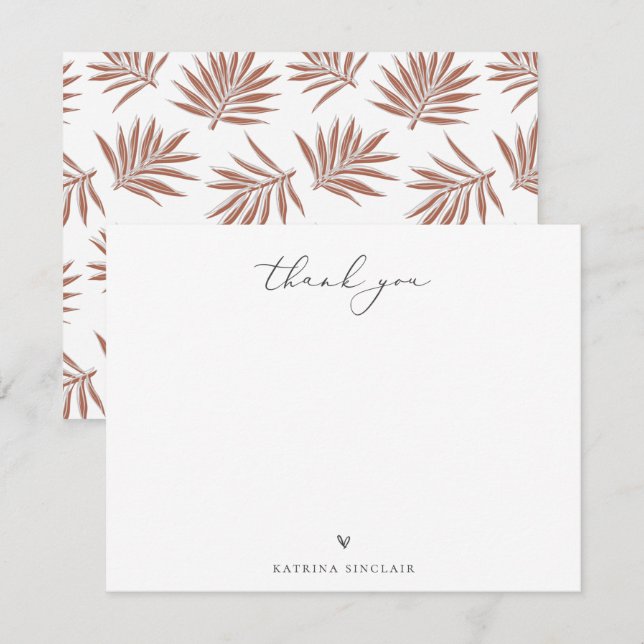 Carte De Correspondance Boho Chic Palm Merci feuille (Devant / Derrière)