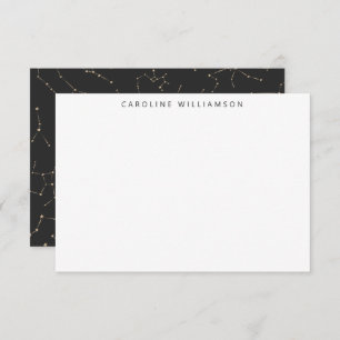 Carte De Correspondance Boho Constellation Stars Black Gold Personnalisé 
