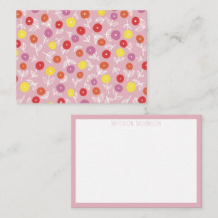 Carte De Correspondance Boho personnalisé rose moderne motif floral