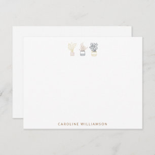 Carte De Correspondance Boho Plante Line Illustration d'art plat personnal