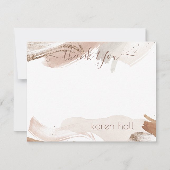 Carte De Correspondance Boho Pretty Abstract Thank You Personalized Name (Devant)