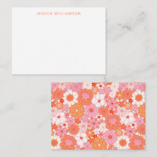 Carte De Correspondance Boho Rose Orange Floral Personnalisé Nom Enceinte