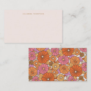 Carte De Correspondance Boho Rose Orange Floral Personnalisé Nom Enceinte