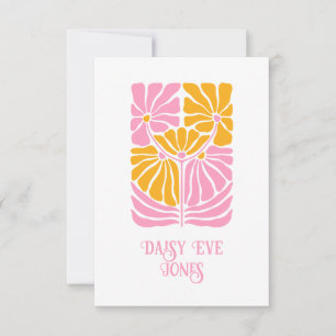 Carte De Correspondance Boho rose orange or Floral