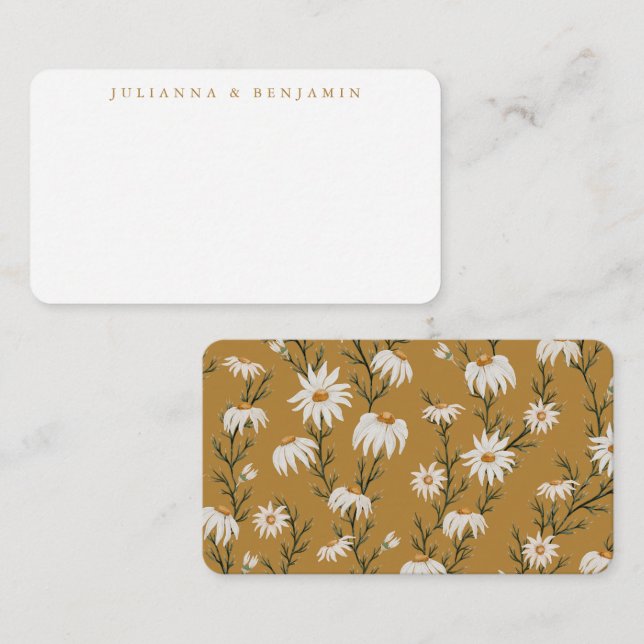 Carte De Correspondance Boho Rustique Floral Jaune Personnalisé Boîtier Ca (Devant / Derrière)