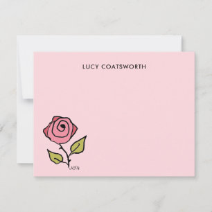 Carte De Correspondance Boho vintage à la main douce Rose rose