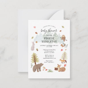 Carte De Correspondance Bois Baby shower Animaux forestiers